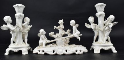 19TH CENTURY TRIADE PBB WHITE PORCELAIN GARNITURE