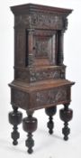 17TH CENTURY CARVED OAK FLEMISH CABINET ON STAND