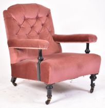 VICTORIAN 1870S OPEN ARM ARMCHAIR IN HOWARD & SONS MANNER