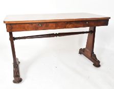VICTORIAN MAHOGANY TWO DRAWERS SIDE WRITING DESK TABLE