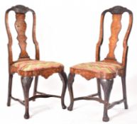 PAIR OF 18TH CENTURY DUTCH MARQUETRY SIDE / DINING CHAIRS