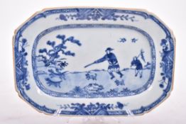 18TH CHINESE CENTURY EXPORT STYLE BLUE AND WHITE PLATE
