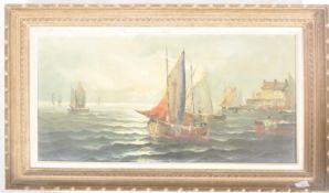 EARLY 20TH CENTURY OIL ON CANVAS - SHIPS & HARBOUR SCENE