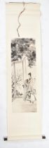 FU BAOSHI (1904 - 1965) - INK & COLOUR HAND PAINTED SCROLL