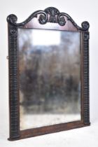 REGENCY PERIOD EBONISED WOOD & ROSEWOOD MANTLE MIRROR