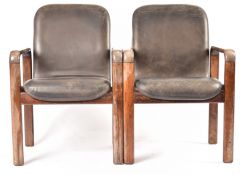 HAWORTH - PAIR OF 20TH CENTURY LEATHER & TEAK OFFICE CHAIRS