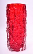 WHITEFRIARS - BARK RANGE RUBY 1960S GLASS VASE