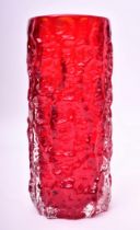 WHITEFRIARS - BARK RANGE RUBY 1960S GLASS VASE