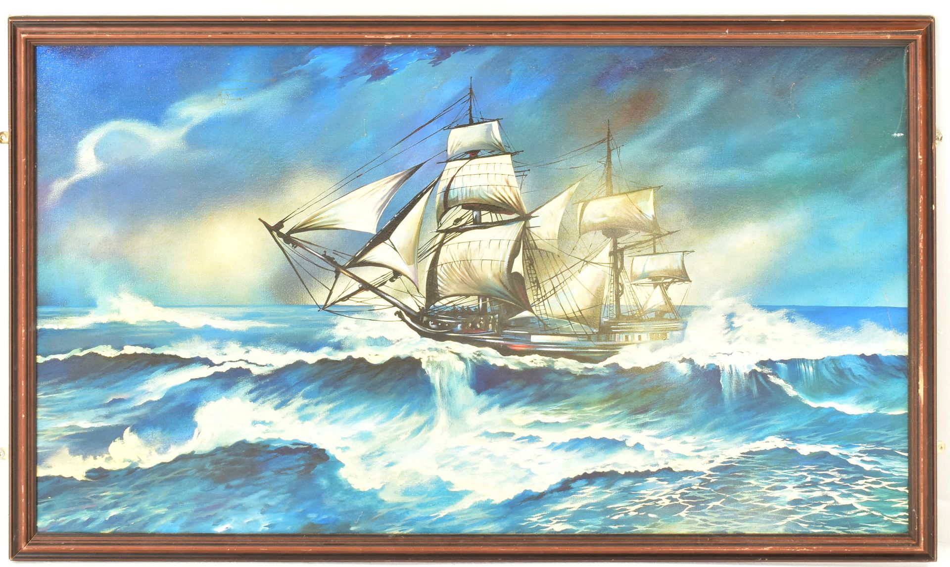 EARLY 2000S RUSSIAN OIL ON BOARD SHIP PAINTING