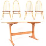 ERCOL BLONDE BEECH & ELM DINING TABLE WITH QUAKER CHAIRS