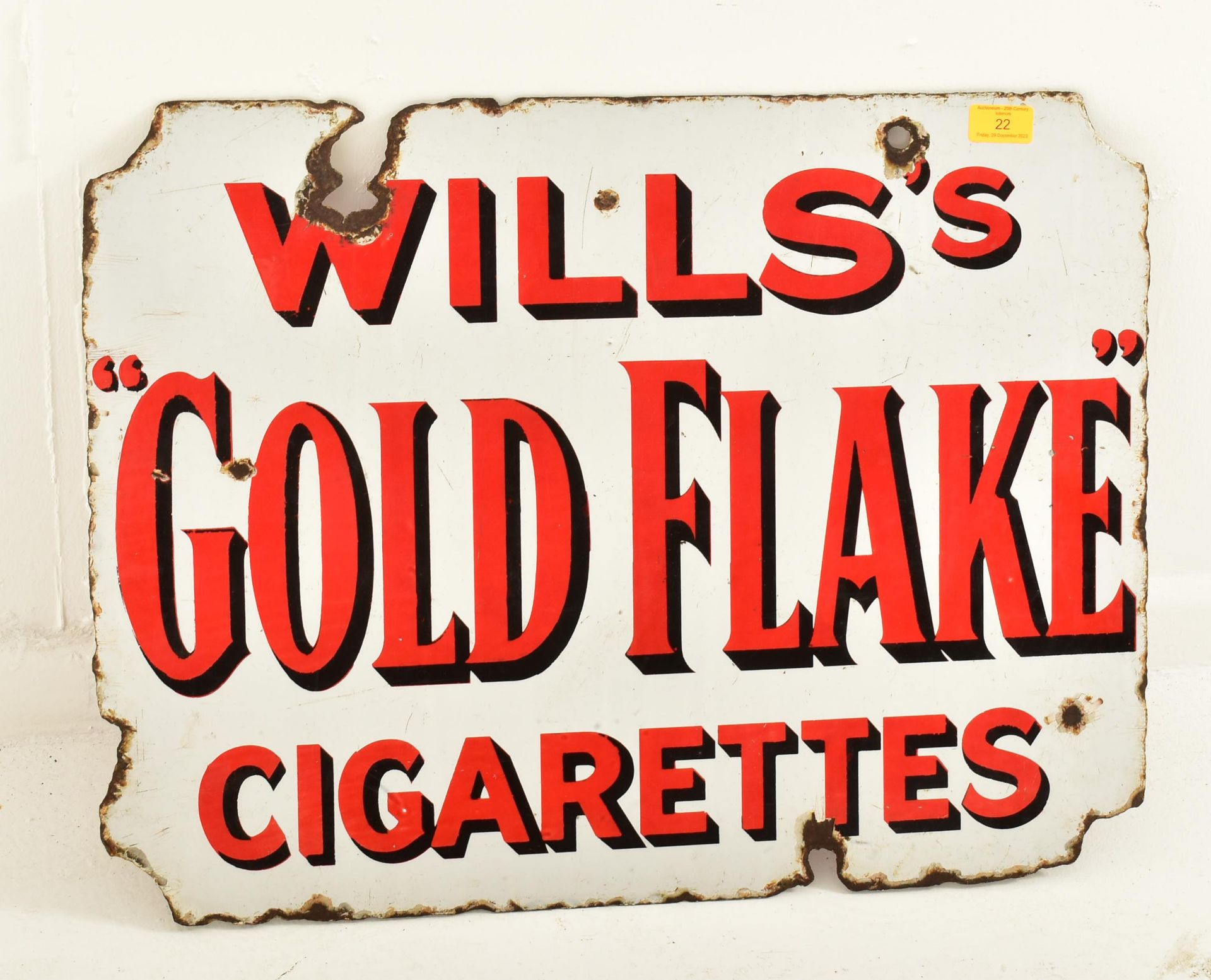 WILLS'S GOLD FLAKE - VINTAGE ENAMEL ADVERTISING SIGN - Bild 7 aus 7