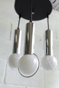 20TH CENTURY 1970S CHROME AND WHITE GLASS CEILING LIGHT