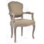 ROCHE BOBOIS - GREY & LINEN UPHOLSTERY FAUTEUIL ARMCHAIR