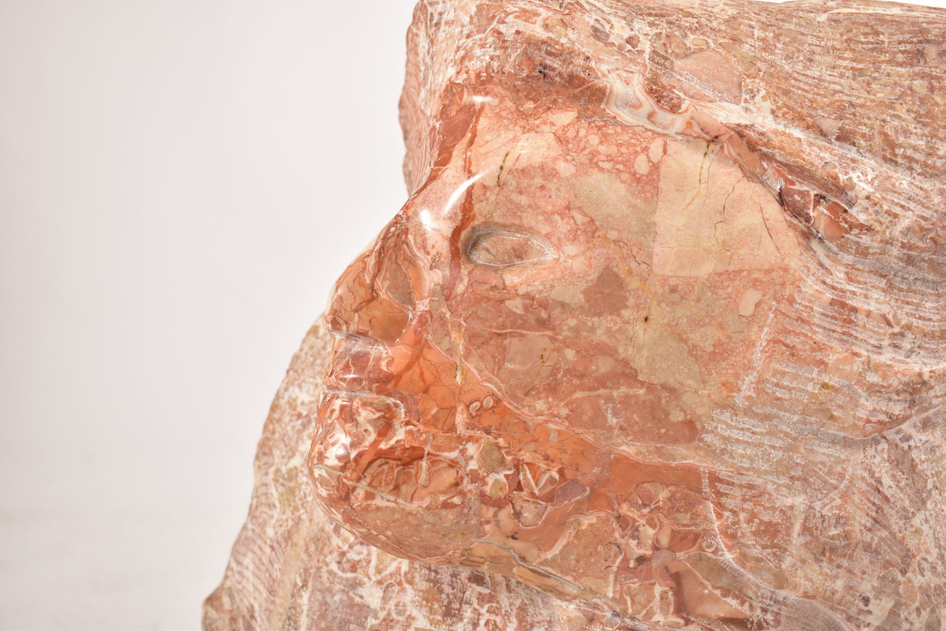 CONTEMPORARY HAND CHISELLED & POLISH PINK MARBLE SCULPTURE - Image 2 of 5