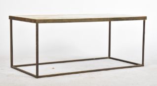 HOLLYWOOD REGENCY BRASS AND MARBLE COFFEE TABLE