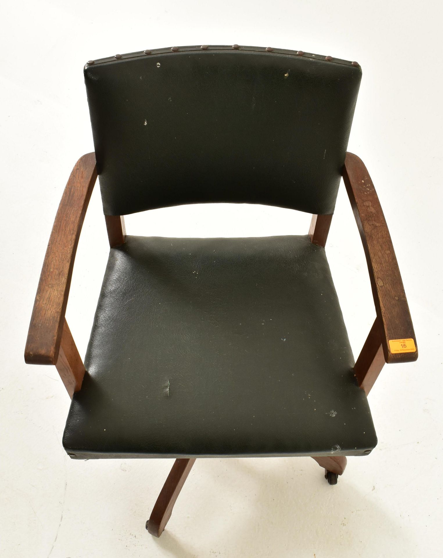 HILLCREST - 20TH CENTURY 1930S BEECH & LEATHER SWIVEL CHAIR - Image 2 of 7