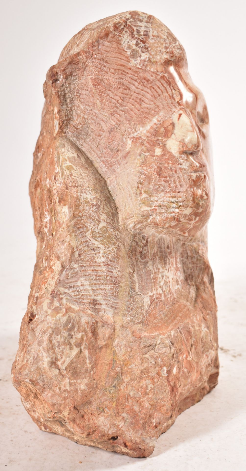 CONTEMPORARY HAND CHISELLED & POLISH PINK MARBLE SCULPTURE - Image 5 of 5