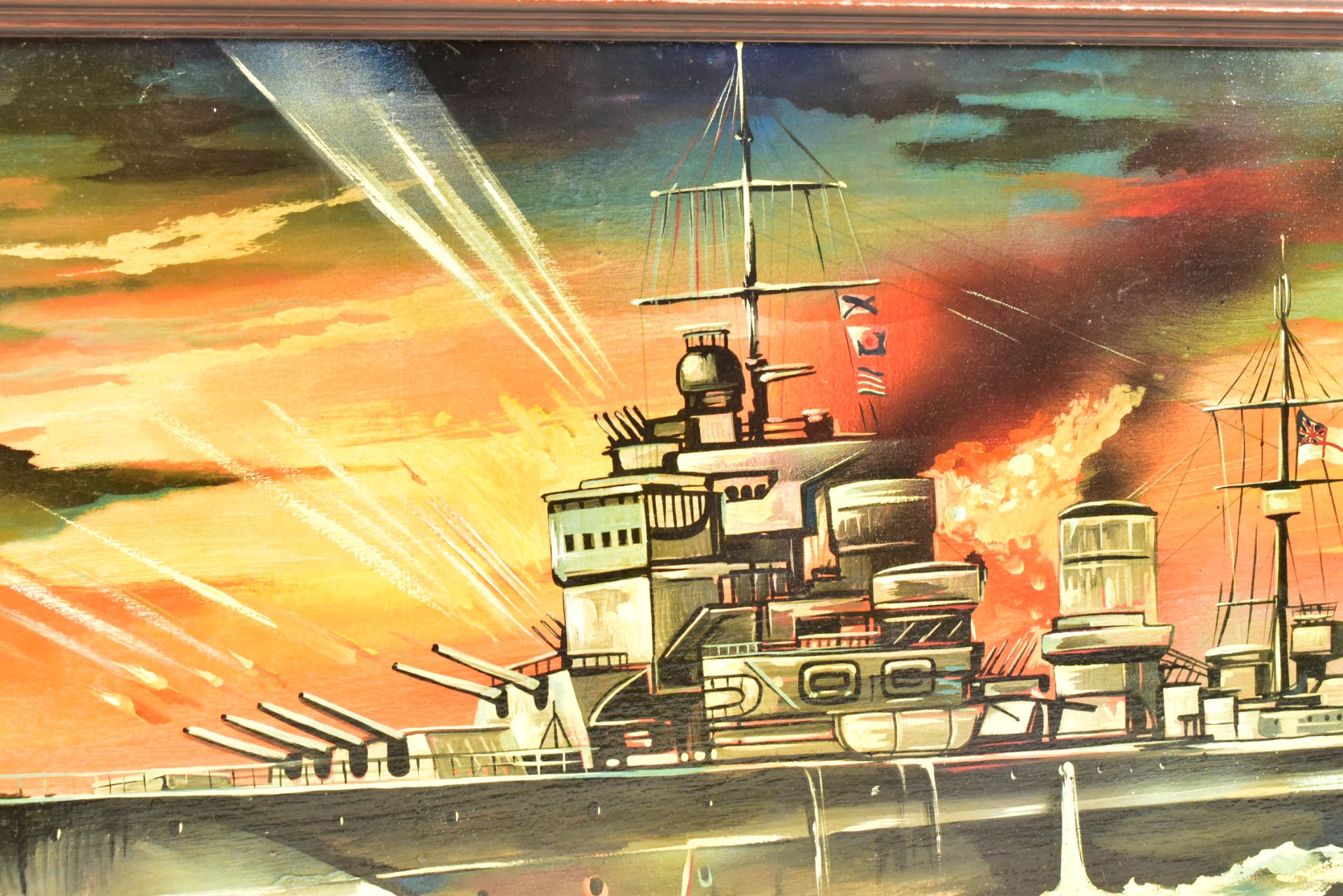 EARLY 2000S RUSSIAN OIL ON BOARD BATTLESHIP PAINTING - Image 4 of 5