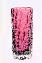 WHITEFRIARS - BARK RANGE AUBERGINE 1960S GLASS VASE