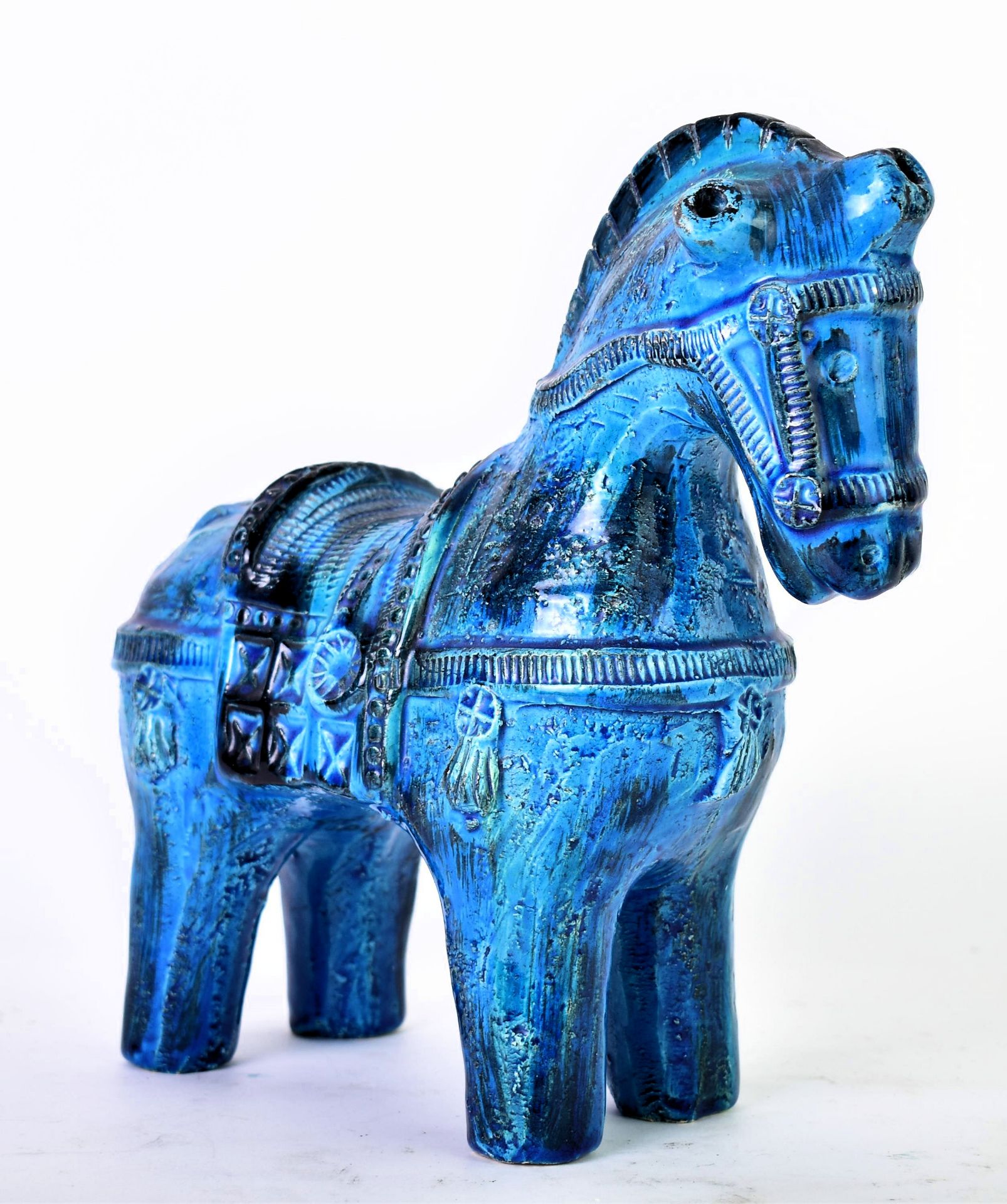1960S VINTAGE ITALIAN POTTERY BLUE BITOSSI HORSE