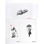 AFTER BANKSY STENCIL PRINTS - RAIN GIRL / GOLF SALE / LOVE