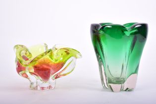 JOSEF HOSPODKA FOR CHRIBSKA - TWO VINTAGE GLASS VASES