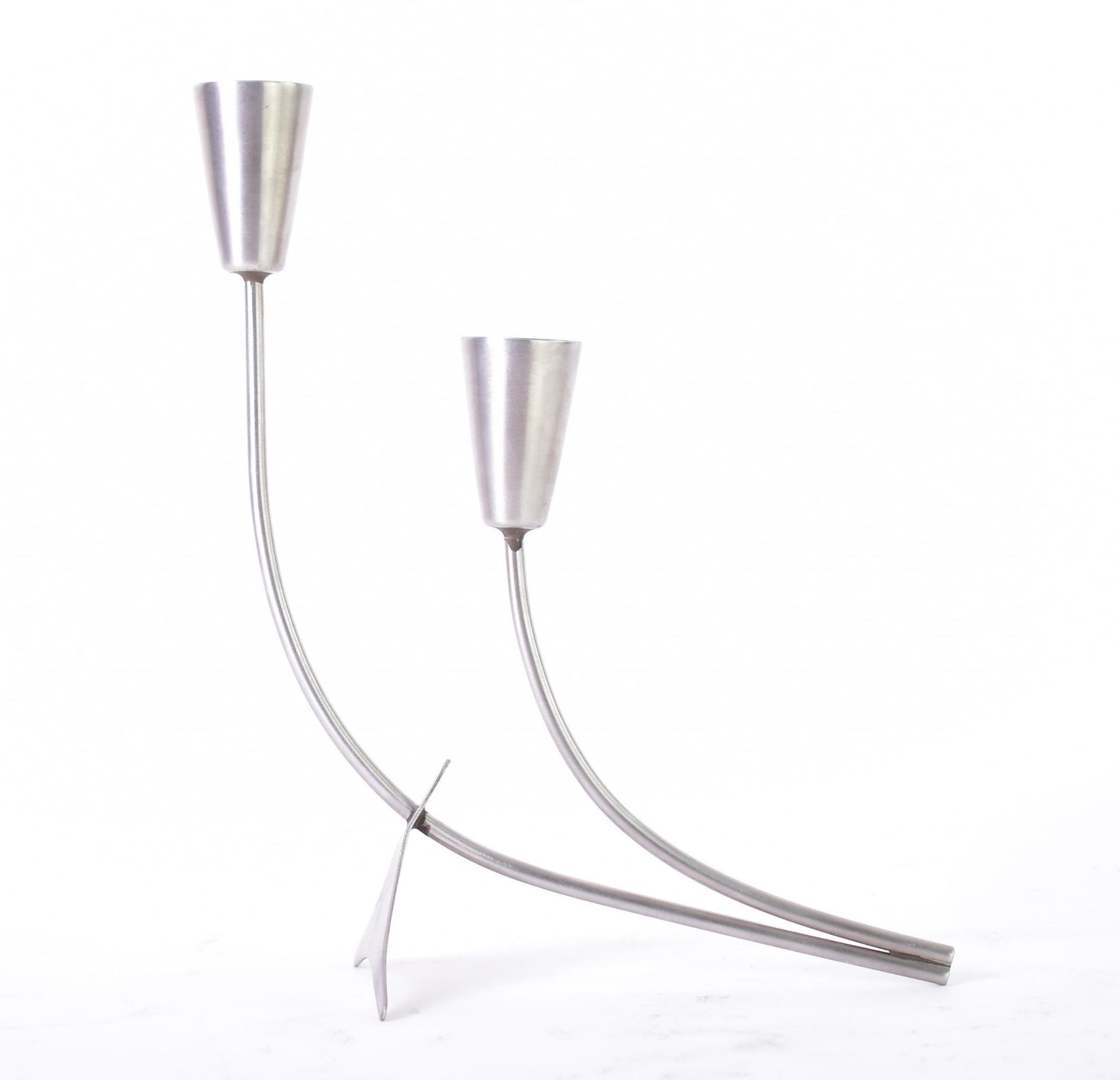 DANISH DESIGNS VINTAGE 1970S STAINLESS STEEL CANDLESTICK - Image 2 of 6