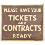 1930S RAILWAY STATION TICKETS READY ADVERTISING SIGN