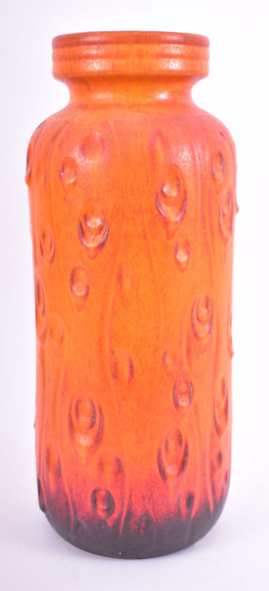 VINTAGE LARGE WEST GERMAN ORANGE TEXTURED VASE