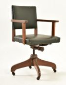 HILLCREST - 20TH CENTURY 1930S BEECH & LEATHER SWIVEL CHAIR