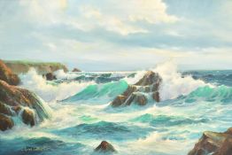 PETER COSSLETT - 20TH CENTURY OIL ON CANVAS SEASCAPE PAINTING
