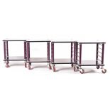 HAWORTH - FOUR AMERICAN MODERN PURPLE METAL SIDE TROLLEYS