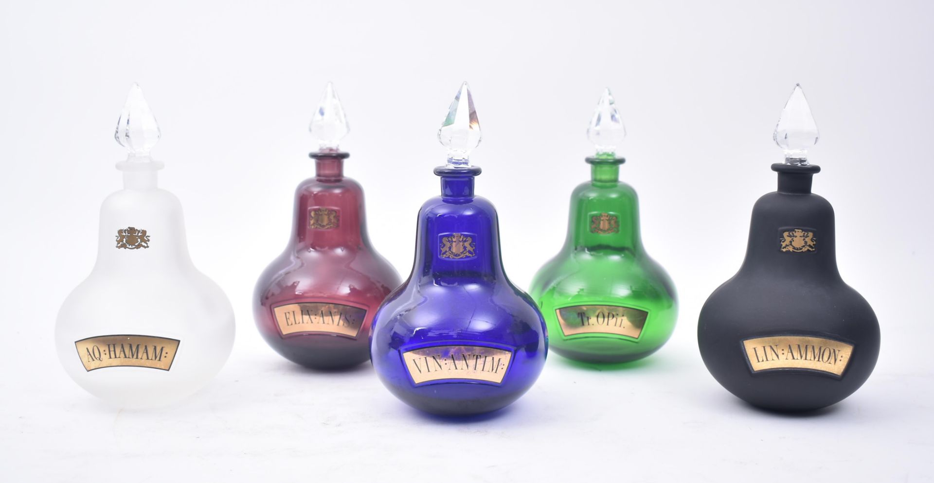5 20TH CENTURY COLOURED GLASS PHARMACY BOTTLES / CARBOYS - Image 2 of 20