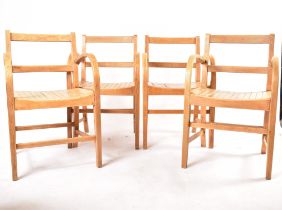 FOUR RAF AIR MINISTRY 1960S OAK CARVER CHAIRS