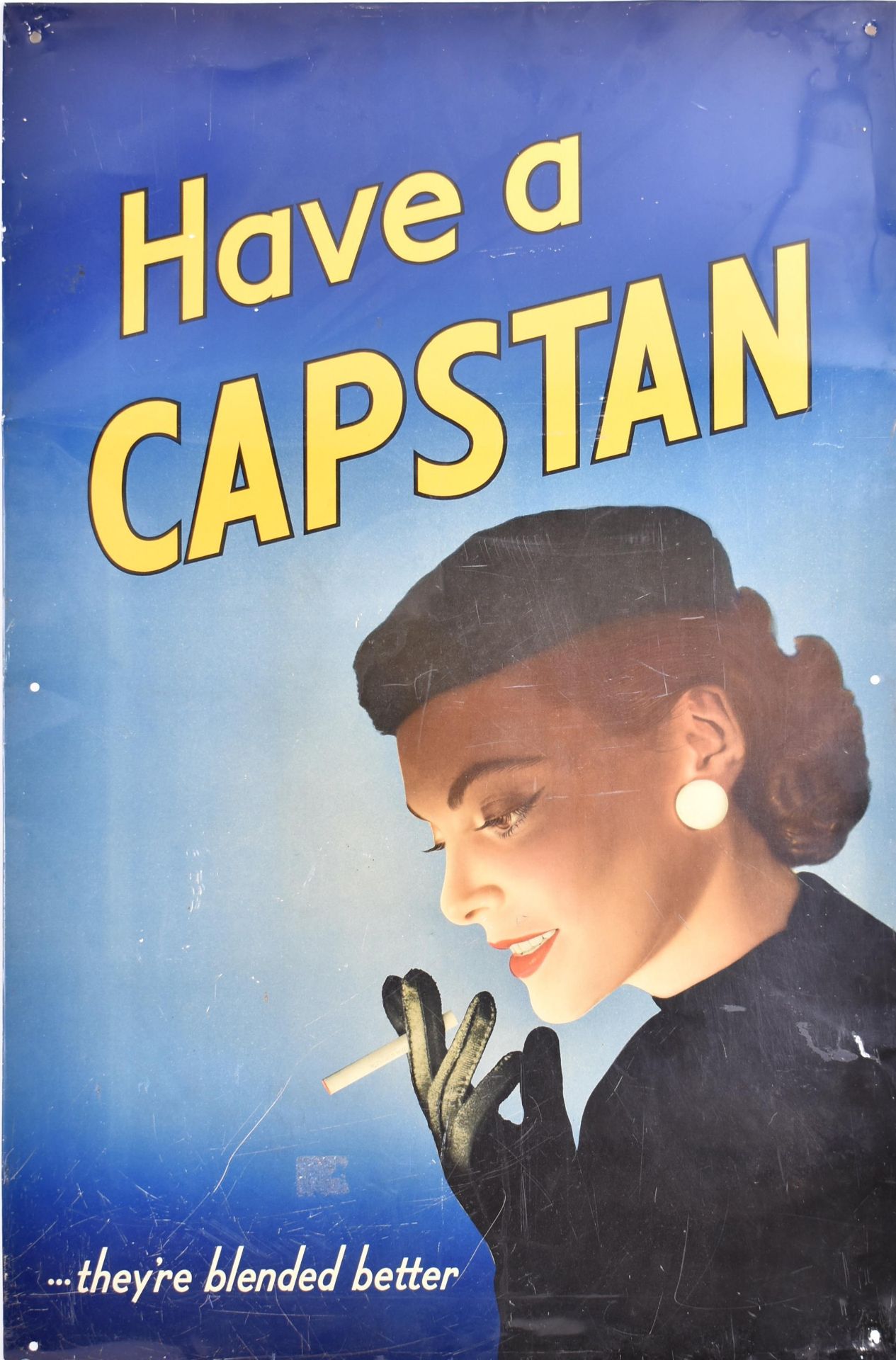 VINTAGE ADVERTISING - CAPSTAN - 1950S TIN ADVERTISEMENT SIGN