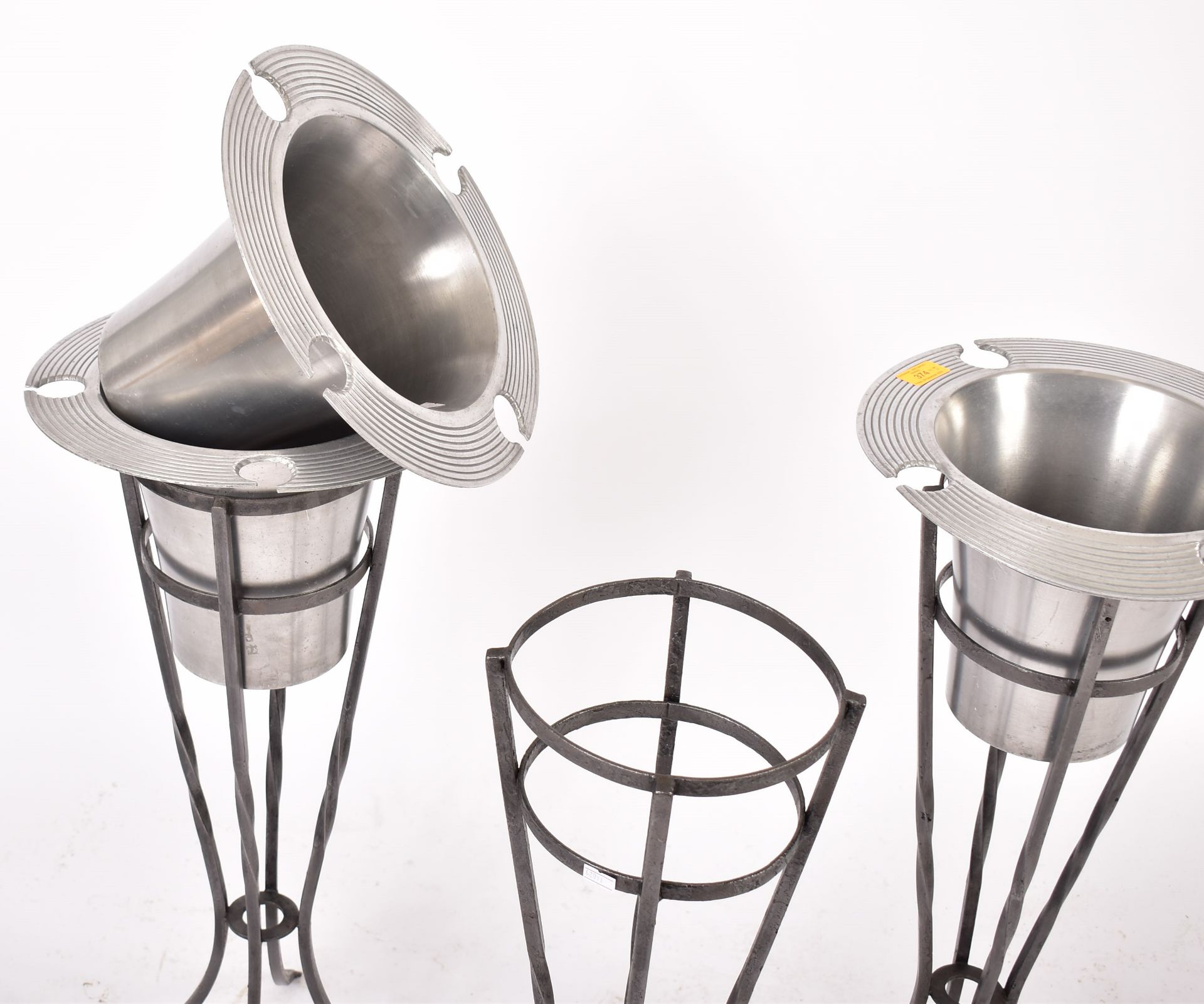 THREE CHROME & CAST IRON CHAMPAGNE BUCKETS & STANDS - Image 4 of 5