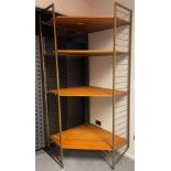 LADDERAX - MID CENTURY TEAK AND METAL CORNER DISPLAY BOOKCASE