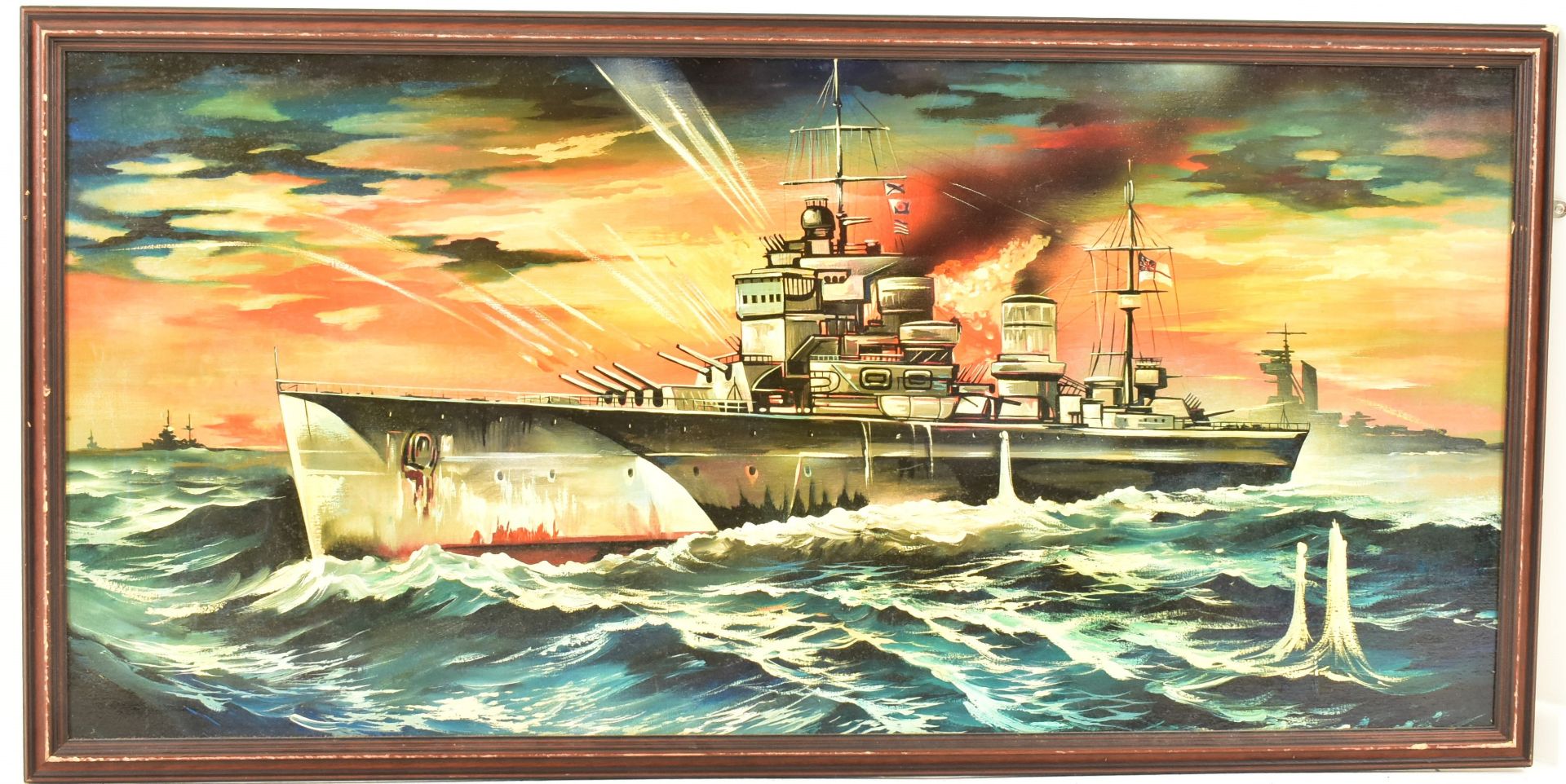 EARLY 2000S RUSSIAN OIL ON BOARD BATTLESHIP PAINTING - Image 2 of 5
