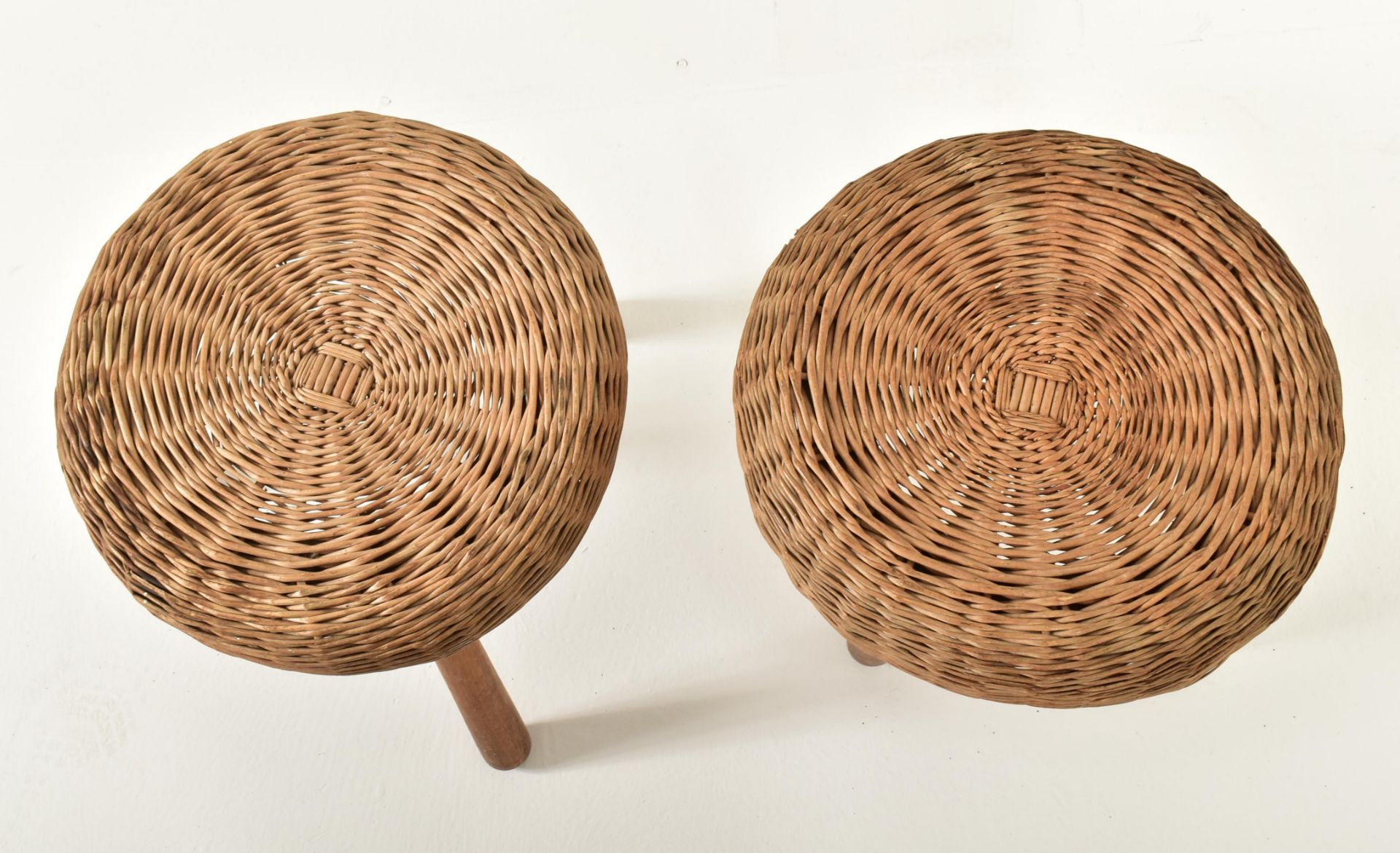 TONY PAUL - PAIR OF MID CENTURY ITALIAN RATTAN MUSHROOM STOOLS - Image 2 of 7