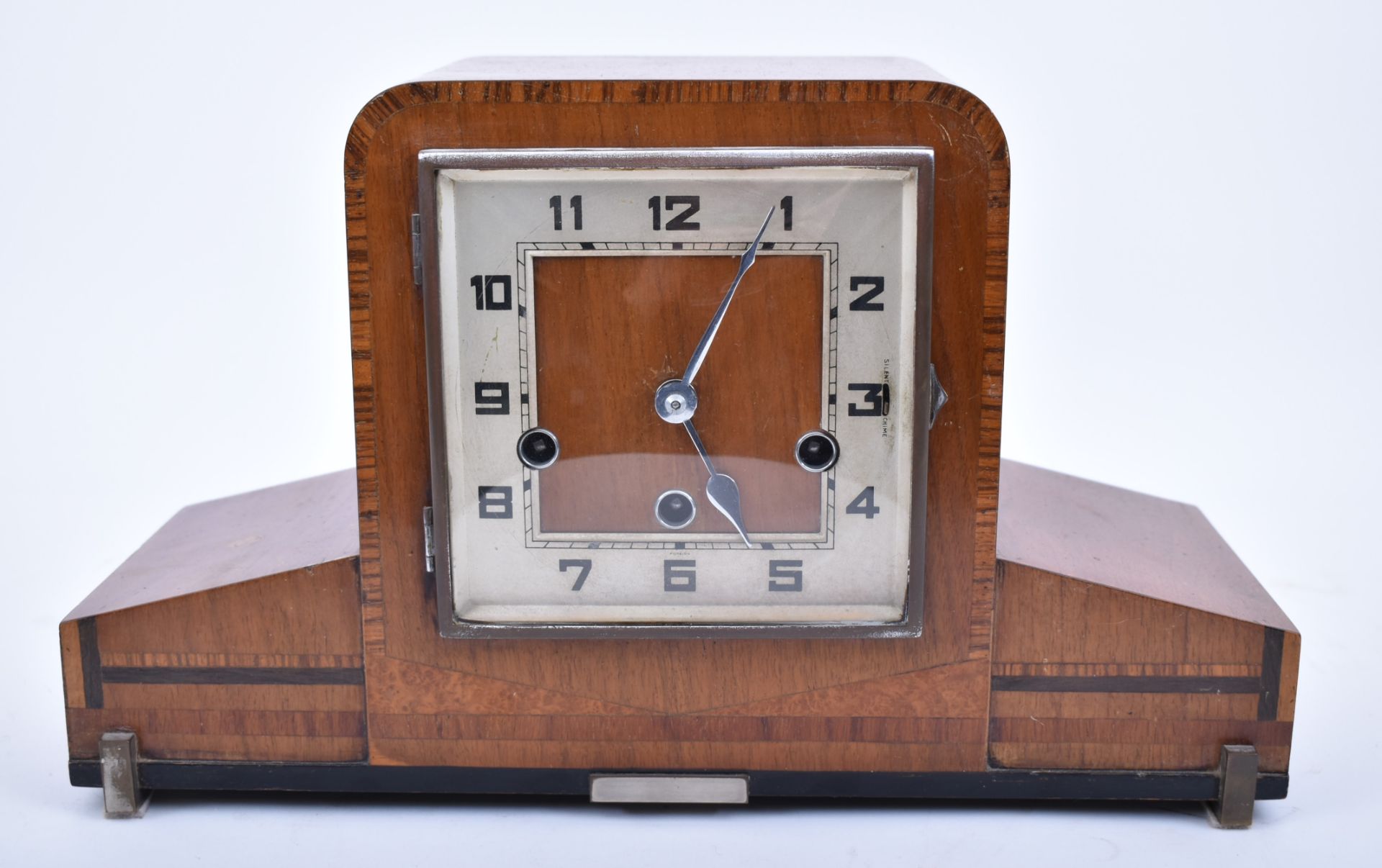 ART DECO STYLE WESTMINSTER CHIME WALNUT MANTEL CLOCK - Image 2 of 8