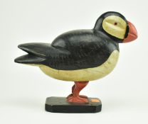 20TH CENTURY HAND CARVED AND PAINTED WOODEN PUFFIN