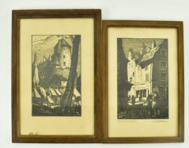 FERNAND CHALANDRE - TWO WOODCUT PRINTS OF FRENCH SCENES