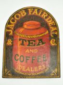 JACOB FAIRDEAL & CO. - TEA & COFFEE WOODEN ADVERTISING SIGN