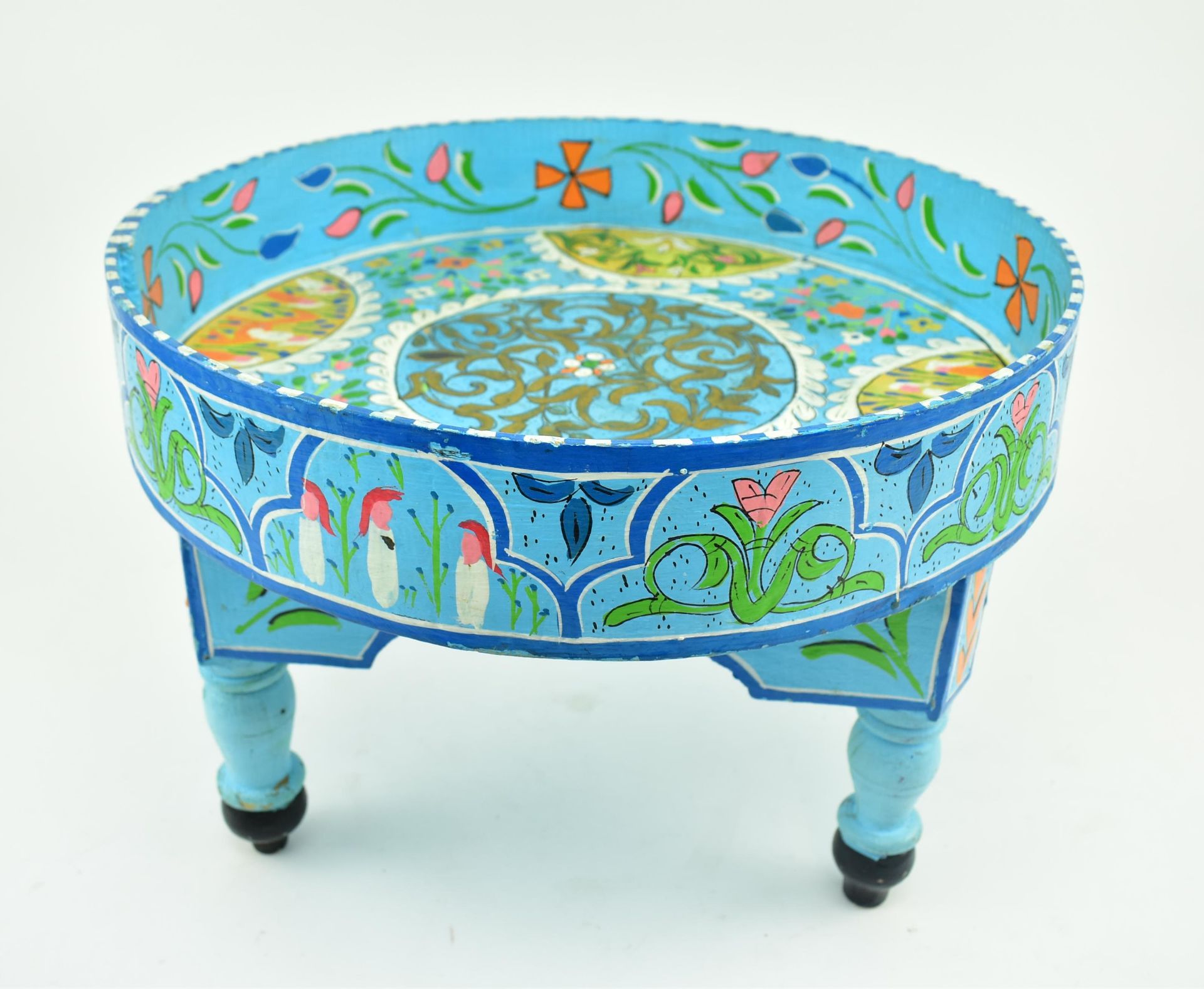 VINTAGE 20TH CENTURY HAND PAINTED MOROCCAN LOW TABLE - Image 3 of 5