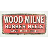 VINTAGE ADVERTISING - WOOD-MILNE RUBBER HEELS ENAMEL SIGN