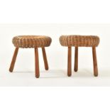 TONY PAUL - PAIR OF MID CENTURY ITALIAN RATTAN MUSHROOM STOOLS