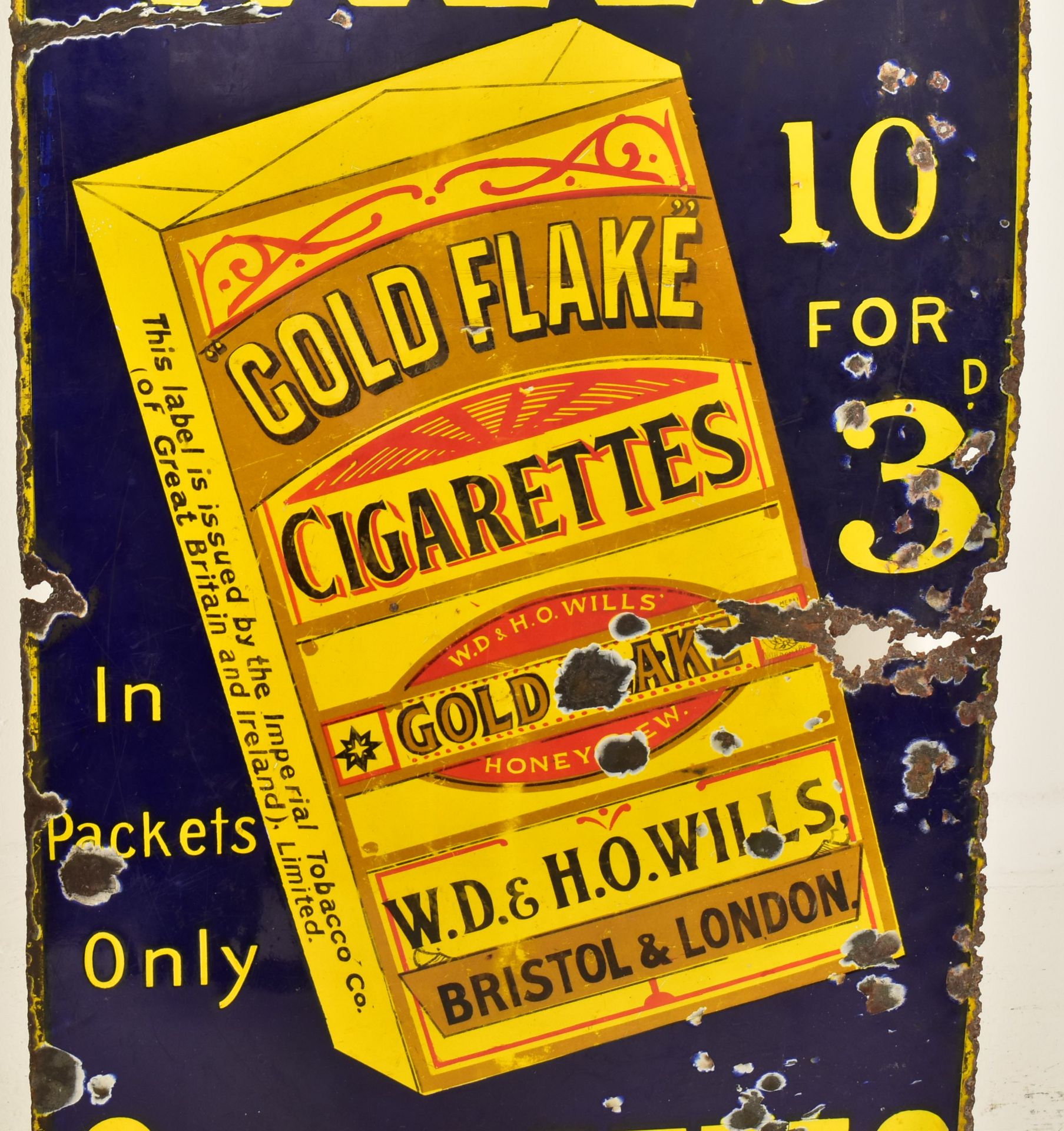 WILLS'S GOLD FLAKE - VINTAGE POINT OF SALE ENAMEL SIGN - Image 4 of 5