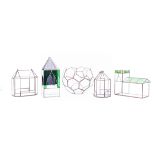 COLLECTION OF FIVE GLASS TERRARIUMS / ATRIUMS