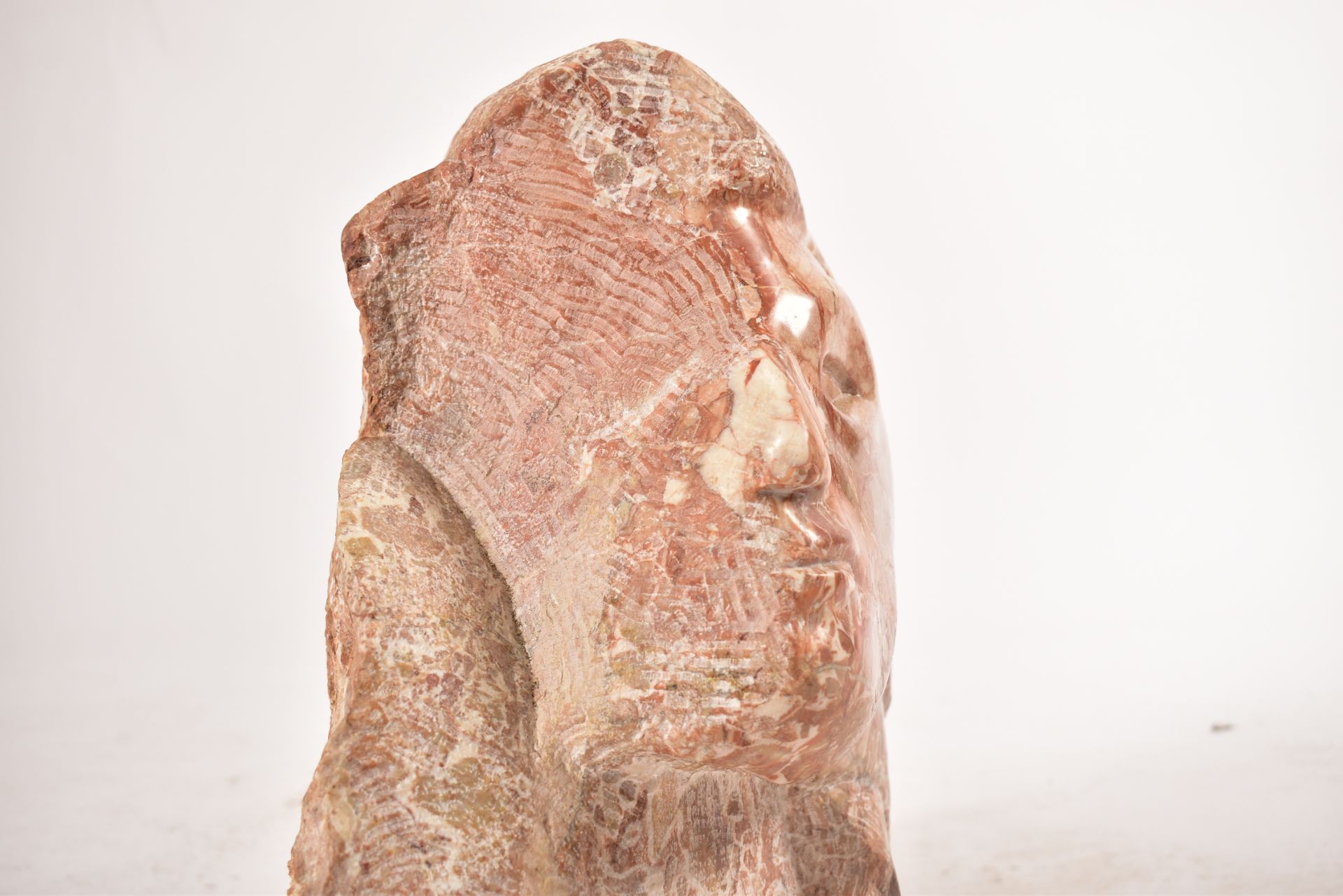 CONTEMPORARY HAND CHISELLED & POLISH PINK MARBLE SCULPTURE - Image 4 of 5