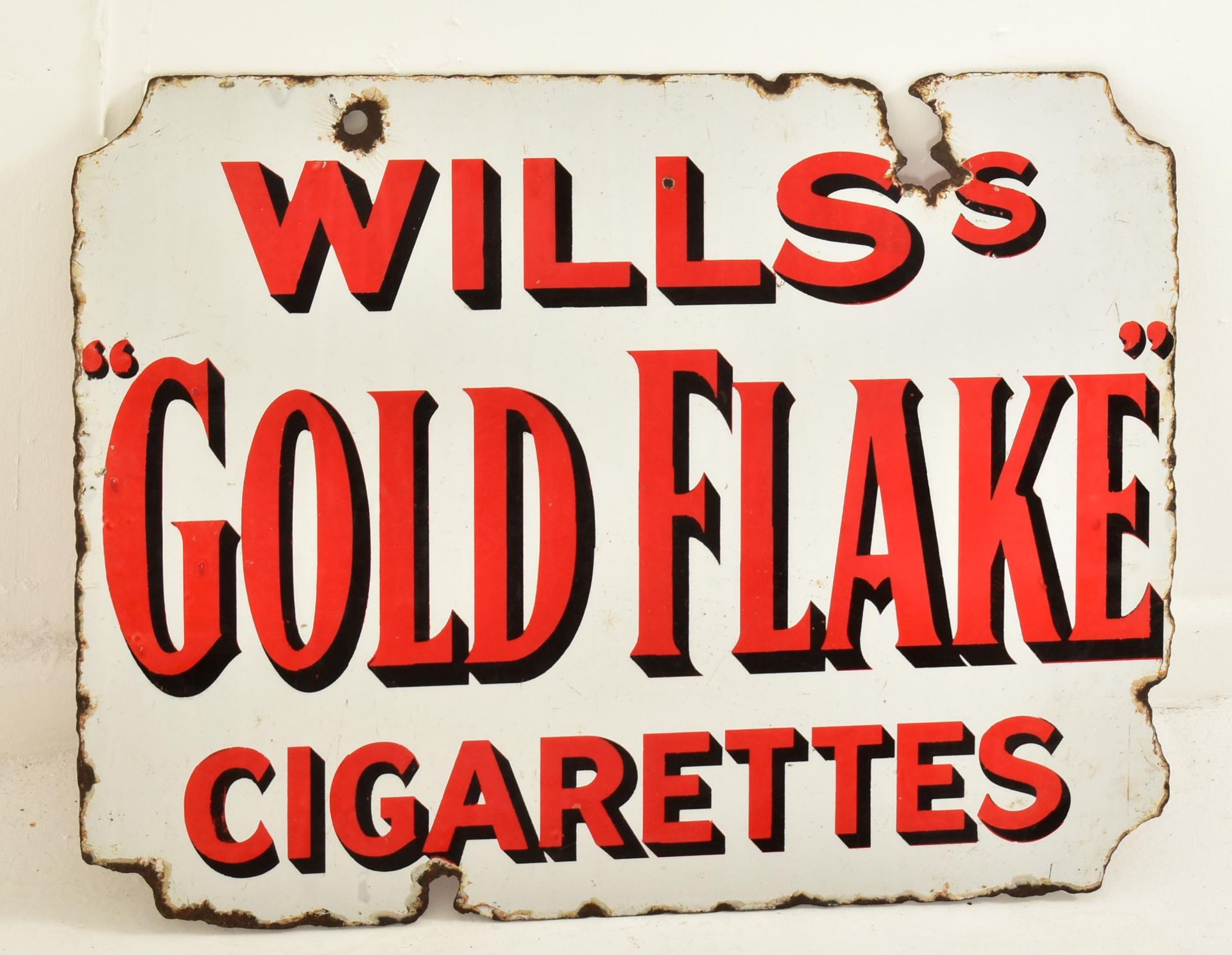 WILLS'S GOLD FLAKE - VINTAGE ENAMEL ADVERTISING SIGN